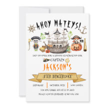 Convite para Aniversário de criança Pirate Hallowe