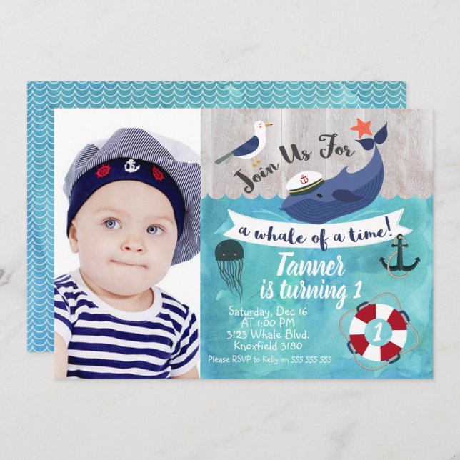 Convite para Aniversário de Crianças Foto de Balei (Frente/Verso)