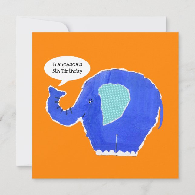 Convite para Aniversário de Elefante Personalizado (Frente)