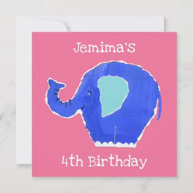 Convite para Aniversário de Elefante Personalizado (Frente)