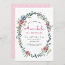 Convite para Aniversário de Flor Meadow