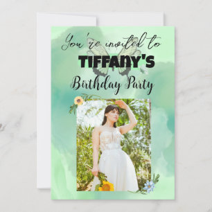 Convite para aniversário de flores e borboletas
