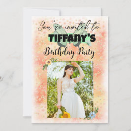 Convite para aniversário de flores e borboletas