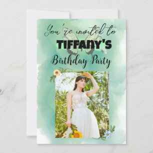 Convite para aniversário de flores e borboletas