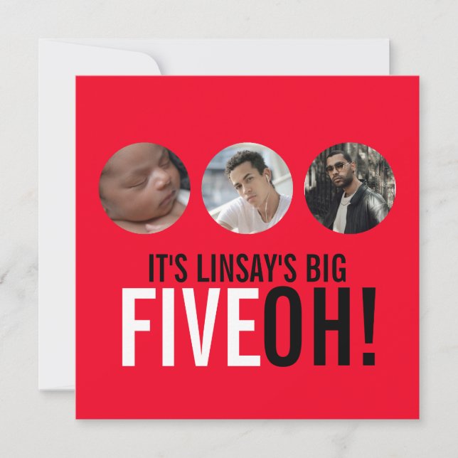 Convite para aniversário de fotos do 50º FIVEOH!,  (Frente)