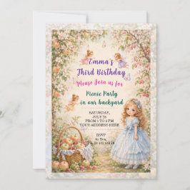 Convite para aniversário de menina. Festa de pique