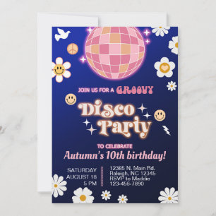 Convite para aniversário de moça da Groovy discote