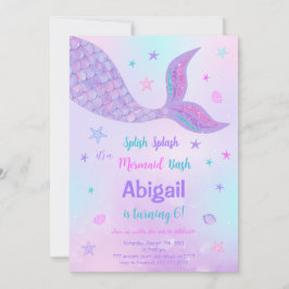 Convite para Aniversário de Sereia Editável