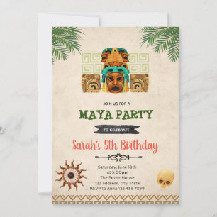 Convite para aniversário de tema Maya