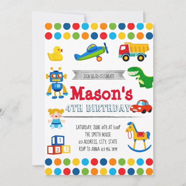 Convite para aniversário de Toyland (Frente)