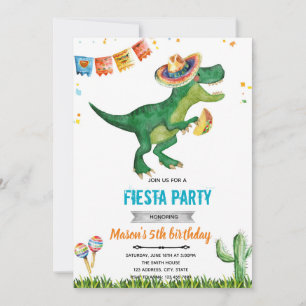 Convite para aniversário do Dinosaur fiesta