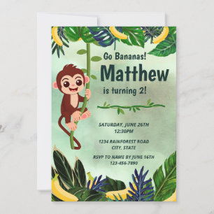 Convite para Aniversário do Macaco Bananas