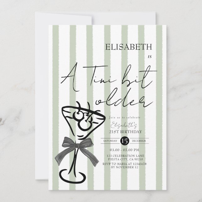 Convite para Aniversário do Martini Verde Retroati (Frente)