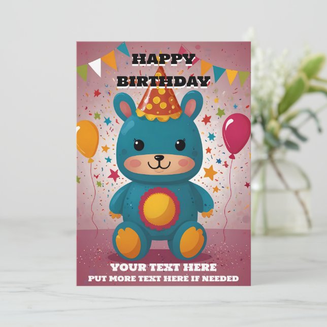 Convite para aniversário feliz (Em pé/Frente)