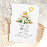 Convite para Aniversário Floral Elegante Par-tea