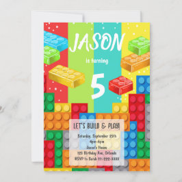 Convite para Aniversário para Blocos de Construção