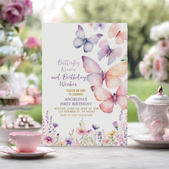 Convite para aniversários de borboleta editável (Criador carregado)