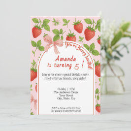 Convite para Aniversários de criança de morango do