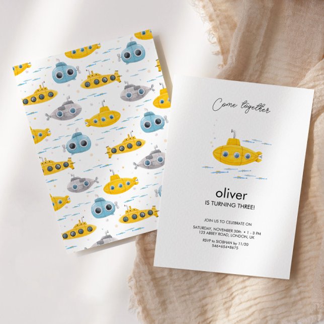 Convite para Aniversários de criança Submarinos Am (Criador carregado)