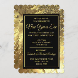 Convite para Anos novos Dourados glamourosos