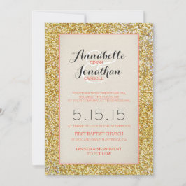 Convite para Anúncio de Casamento Dourado Coral