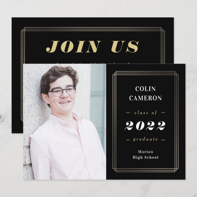 Convite para Anúncio de Graduação de Borda da anca (Frente/Verso)