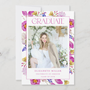 Convite para Anúncio de Graduação Floral de Verão