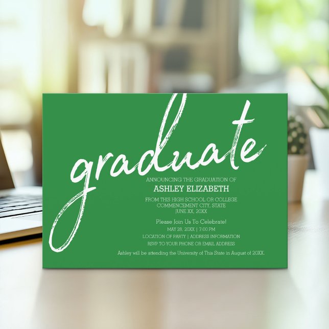 Convite para Anúncio de Graduação Moderna Ikat (Modern Graduation Announcement and Party Invitation)