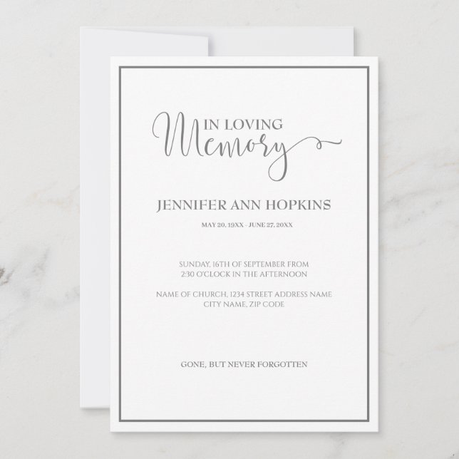 Convite para Anúncio do Serviço Memorial Clássico (Frente)