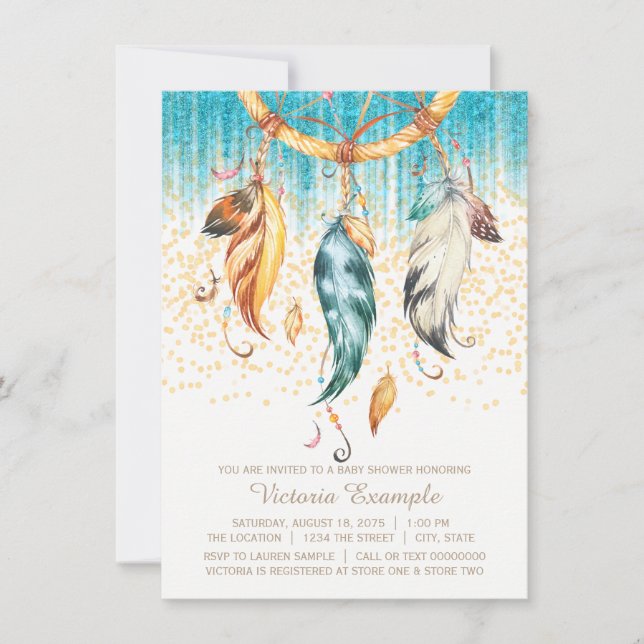 Convite para apanhadora de sonhadores do Boho Chá  (Frente)