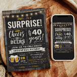 Convite para apresentação de aniversário de 40 ano<br><div class="desc">Convite para apresentação de aniversário de 40 anos de Cheers and Beers Surprise,  com conselho de giz e inscrição com idade personalizável.</div>