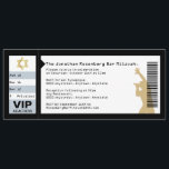 Convite para apresentação de Bar Mitzvah no concer<br><div class="desc">Quem está pronto para agitar o bema? Ele está. A turnê está vindo para a cidade. Então faça dele uma estrela e seu Bar Mitzvah um evento para se lembrar. Este convite tem o estilo de um ingresso de concerto. O corredor, a fila e o assento correspondem à data do...</div>