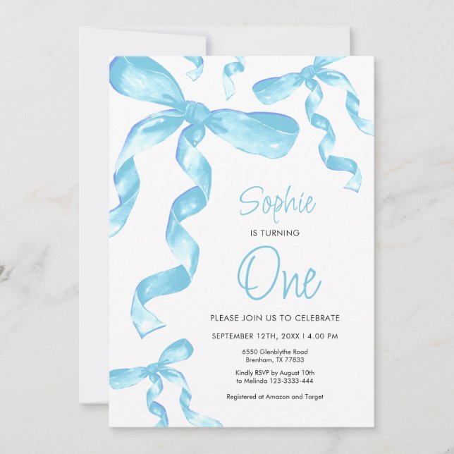 Convite para Arco Azul de Aniversário (Frente)