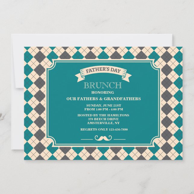 Convite para Argyle do dia de os pais (Frente)