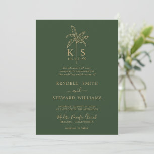 Convite para Árvore Palm do Logotipo de Casamento 