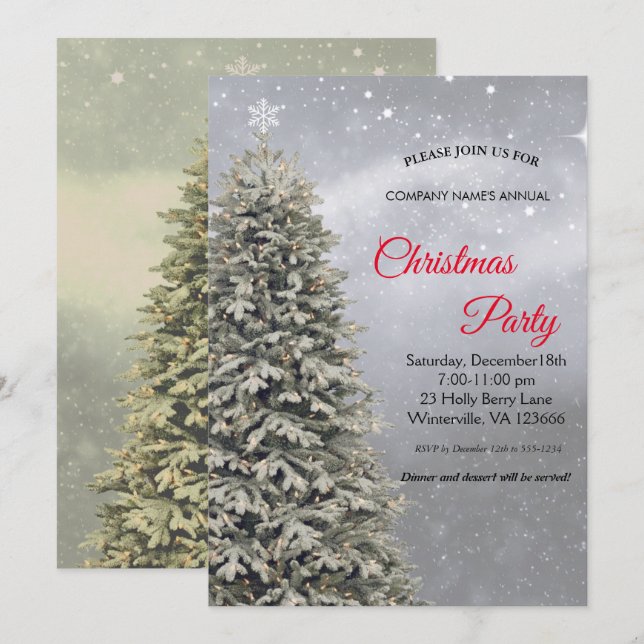 Convite para árvores festivas de Natal Elegante (Frente/Verso)