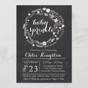Convite para aspersão Floral Chalkboard Wreath Ba