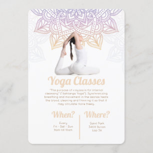 Convite para aulas de yoga
