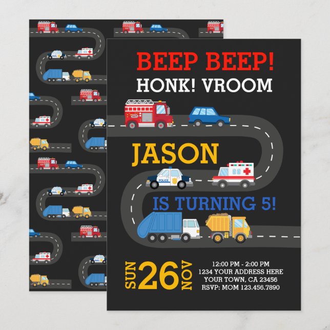 Convite para Automóveis de Cidades, 100% personali (Frente/Verso)