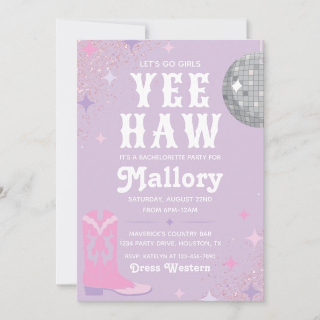 Convite para Bachelorette Cowgirl | Nash Bash (Frente)