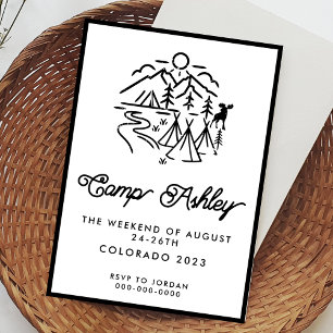 Convite para Bachelorette de Camp Preto e Branco