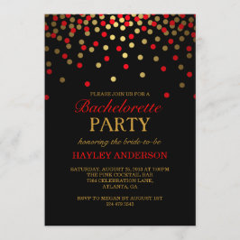 Convite para Bachelorette de Confetti Vermelho e D