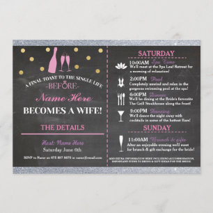 Convite para Bachelorette Itinerário do Chalk do c
