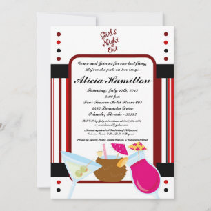Convite para Bachelorette Red Cocktails 5x7