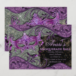 Convite para Baile de Máscaras Roxo, Mardi Gras