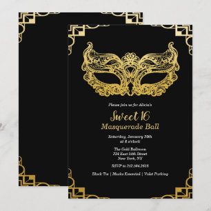 Convite para Baile de Máscaras Sweet 16