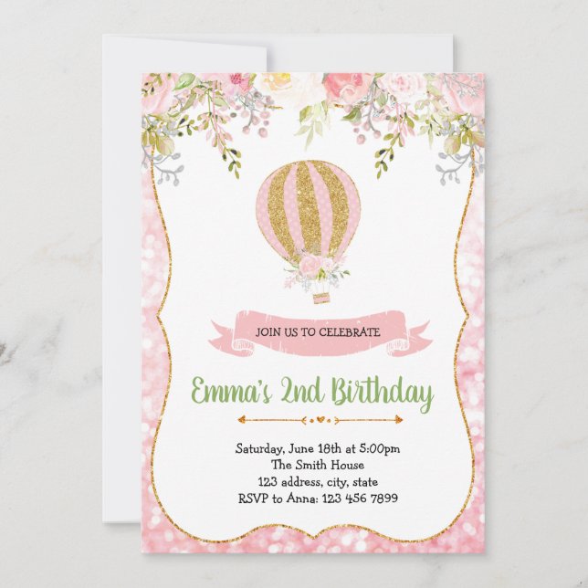 Convite para balão de ar quente (Frente)