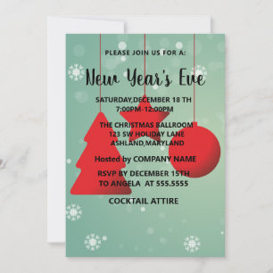 Convite para Balls Red New Year, Maravilhoso, Eleg