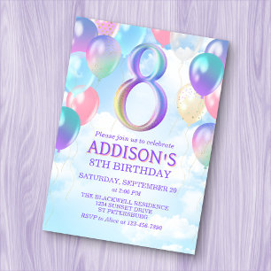 Convite para Balões Arco-Íris de Aniversário do Gi