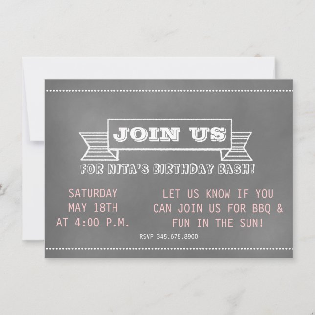 Convite para banner de quadro chalkboard (Frente)